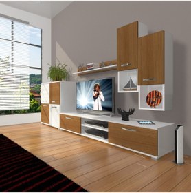 Resim Decoraktiv Eko 6da Mdf Dvd Tv Ünitesi Tv Sehpası - Beyaz - Ceviz 