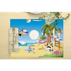Resim Adawall Home Looney Tunes Team Kumaş Amerikan Servis 4'lü Set 35x Çok Renkli 