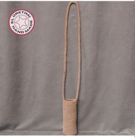 Resim Uretti - Volkan 4975 4683 El Yapımı Makrome İp Suluk Taşıma Çantası - 750 Ml Kahverengi 