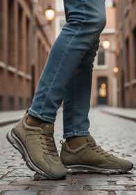 Resim WALKWAY Haki Bağcıklı Hakiki Deri Erkek Spor Ayakkabı 2623 M 