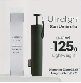 Resim Elmpaly Dark Green 111g Karbon Fiber Katlanır Uv Koruma Rüzgar Geçirmez Şemsiye 