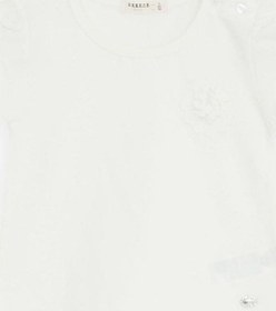 Resim Breeze Kız Bebek Çiçek Detaylı Pamuklu Tshirt-14571 Beyaz 