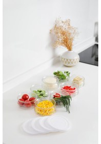 Resim 8'li Premium Kahvaltılık Seti 410 Cc Beyaz Plastik Kapaklı, Cam Saklama Kabı, Hava Geçirmez Beyaz 