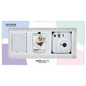 Resim Fujifilm Instax Mini 12 Beyaz Fotoğraf Makinesi - 10'lu Film ve 28'li Mini Albüm Bundle Box 