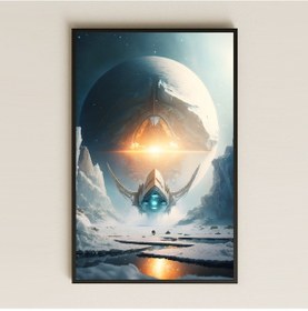 Resim Buzul Gezegende Dev Uzay Gemisi Temalı Pleksi Tablo - Sinematik Bilimkurgu Dekoru 