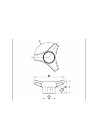 Resim Ptb31012 Plastik Yıldız Tutamak 3 Kollu Burçlu Çap:100Mm M12 