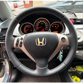 Resim Honda Jazz Araca Özel Direksiyon Kılıfı Nokta Düz Siyah İp Siyah 