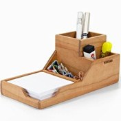 Resim WOODSAKA ProKit Çok Amaçlı Organizer - Bölümlü Kalemlik Not Kağıdı Kutusu Ataçlık Bir Arada - Model 6 - Kiraz Ağacından 