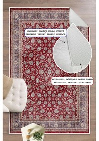 Resim Dijital Baskılı Dekoratif Kaymaz Taban Yıkanabilir Klasik Halı Salon Halısı Yolluk Mutfak Halısı Kırmızı 