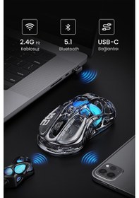 Resim Gravastar Mercury M2 Rgb 26k Dpı Optik Gaming Mouse, Kablosuz, Programlanabilir 5 Tuşlu, Şeffaf Siya Mercury M2 