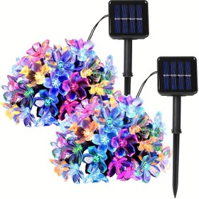 Resim SolarFlora LED Güneş Enerjili Çiçek Dizisi Işıkları, Çok Renkli Plastik Çiçek Bahçe Işıkları, 600mAh Nikel Pil, Düğme Kontrolü, Uzay Temalı, Çıkarılabilir Olmayan Fotovoltaik Modül, Düğün Dekoru İçin İdeal 