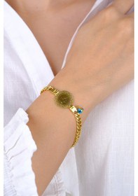 Resim Güzide Kuyumcu 14 Ayar Altın Çeyrekli Nazar Boncuklu Zincir Çok Renkli 