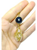 Resim biuti Metal Örgülü Sitrin Taşı Araba Dikiz Ayna Süsü Hediyelik Aksesuar, Doğal Taşlı Metal Nazar Boncuğu 