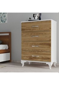 Resim Moxen S2 Şifonyer Beyaz Ceviz 