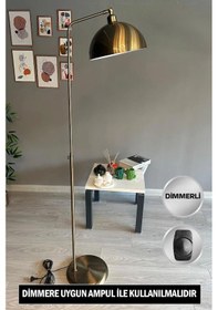 Resim Dimmerli Işığı Ayarlanabilen Işığı Artırılıp Azaltılabilen Eskitme 6933 Hareketli Başlık Metal Lambader Eskitme 