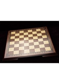 Resim Orta Boy El Yapımı Sedef İşlemeli Masif Ceviz Satranç Tahtası 45 Cm X 45 Cm 