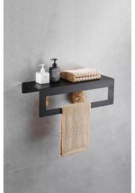 Resim 30 CM Siyah Metal Raflı Havluluk Siyah 