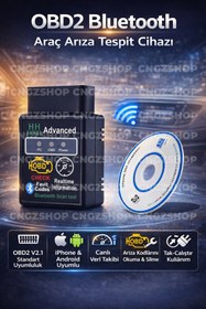 Resim CNGZSHOP Hhobd OBD2 V2.1 Bluetooth Araç Arıza Tespit Cihazı | iPhone & Android Uyumlu, Kablosuz OBD Tarayıcı 
