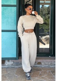 Resim Eyyo Füme Fluid Eşofman Takım Ate-3705 Krem 