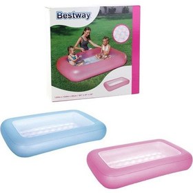 Resim Pompa Seçenekli- Bestway 51115 Şişme Zeminli Bebek Çocuk Havuzu Mavi Çok Renkli 