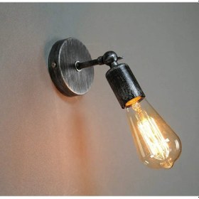 Resim Dylight Retro Gümüş Patinalı Metal Mafsalı Dekoratif Duvar Aplik Gümüş 