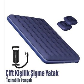 Resim Çift Kişilik Şişme Yatak - 2 Yastık Ve El Pompası Hediyeli Çok Renkli 