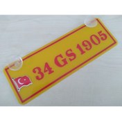 Resim DNZSM Sarı Dekor Plaka - 34 Gs 1905 Kişiye Özel (22X7,5CM) Vantuzlu Pleksi Dekor Levha Sarı Kırmızı Plaka 