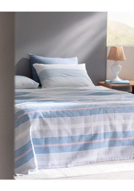 Resim Madame Coco Henri Çift Kişilik Pamuklu Ecocell Baskılı Pike Takımı - Mavi 8684427020951 Mavi 