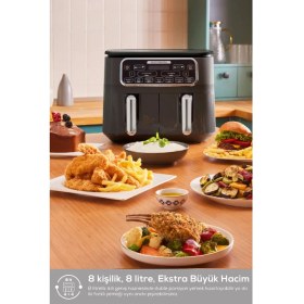 Resim Bej Renkli Büyük Kapasiteli Çok Fonksiyonlu Elektrikli Hava Pişirici 