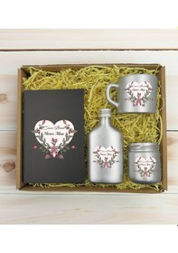 Resim Bk Gift Kişiye Özel İsimli Dtf Anne Temalı Antrasit Defter & Gümüş Kahve Fincanı & Kolonya & Mum Hediye Seti-5, Anneye Hediye, Anneler Günü Hediyesi K 