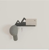 Resim Dağ Desenli Raflı Modern Anahtar Askılığı Hol, Antre Siyah Siyah 