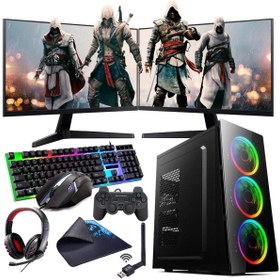 Resim I3 10100F 16GB 240SSD 1TB HDD 4GB RX550 Çift 24" Monitörlü (Gaming SET) Rogame