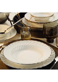 Resim Kütahya Porselen Bone Lilyum Platin File 24 Parça Yemek Takımı 