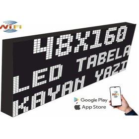 Resim LED Tabela 48X160CM Tek Taraflı Yeşil Kayan Yazı-Wifi 