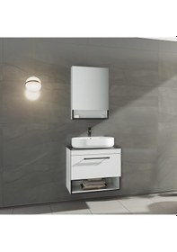 Resim Orka Knidos 70 Cm Mdf Beyaz Banyo Dolabı Alt Modül Ve Lavabo Beyaz 