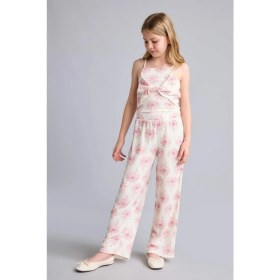 Resim DeFacto Wide Leg Kırışık Dokulu Kumaş Ecru Pantolon Kız Çocuk H7054A826SM 