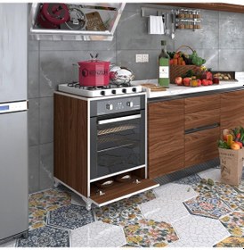 Resim Kenzlife Ankastre Modülü Kabini Krom Cvz Fırın Ocak Dolabı Kapaklı Ayaklı Sabit Tabla 