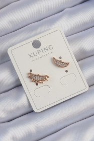 Resim Tua Moda Xuping Rose Renk Zirkon Taşlı Ay Ve Güneş Tasarımlı Küpe Çok Renkli 