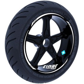 Resim Süt Beyaz 4 Parçalı Keskin Jant Şeridi Sticker Çınar Extreme 