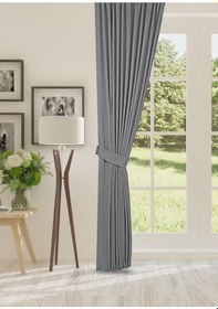 Resim Cheap's Home Petek Dokulu Kadife Dokuma Normal 1 X 2.5 Pileli Fon Perde Açık Gri 