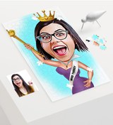 Resim Kişiye Özel Bayan Güzellik Kraliçesi Karikatür 240 Parça A3 Puzzl 