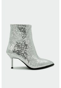 Resim Luis Silver Kadın Yılan Desenli Sivri Burun Kadın Bot Gümüş 