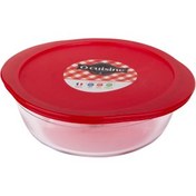 Resim Ocuisine Kırmızı Yuvarlak Cam Saklama Kabı 26x23 Cm 