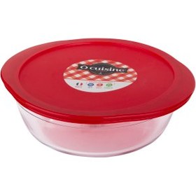 Resim Ocuisine Kırmızı Yuvarlak Cam Saklama Kabı 26x23 Cm 
