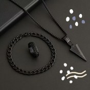 Resim Oklu Kolye, Yüzük ve Bilezik Üç Parça Set, Hip-Hop, Punk, Kişilik 