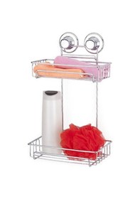 Resim Vakumlu Banyo Rafı Şampuanlık 2 Katlı Gri 