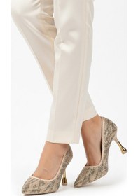 Resim Bej Saten Taş İşlemeli İnce Topuklu Kadın Abiye Ayakkabı 248245 Z Bej Saten 