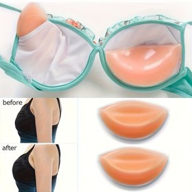 Resim 2 adet / set Yeniden Kullanılabilir Kalınlaştırılmış Silikon Göğüs Pedleri - Görünmez Dikişsiz Yumuşak Kaldırma Desteği, Yüzme Kıyafeti / Yazlıklar, Spor ve Günlük Giyim ve Plaj Mayo, Kadın İç Çamaşırı Aksesuarı 