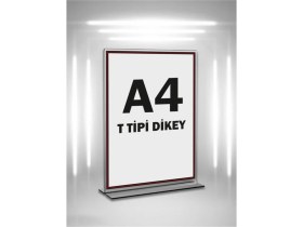 Resim Mesaglass T Tipi A4 Pleksi Föylük Broşürlük-Dikey A4 Föylük-10 Lu Paket 