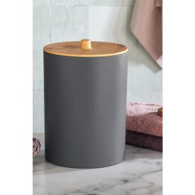 Resim PremiumPort Şık Bambu Desenli Çok Amaçlı Mutfak ve Banyo Çöp Kovası 
